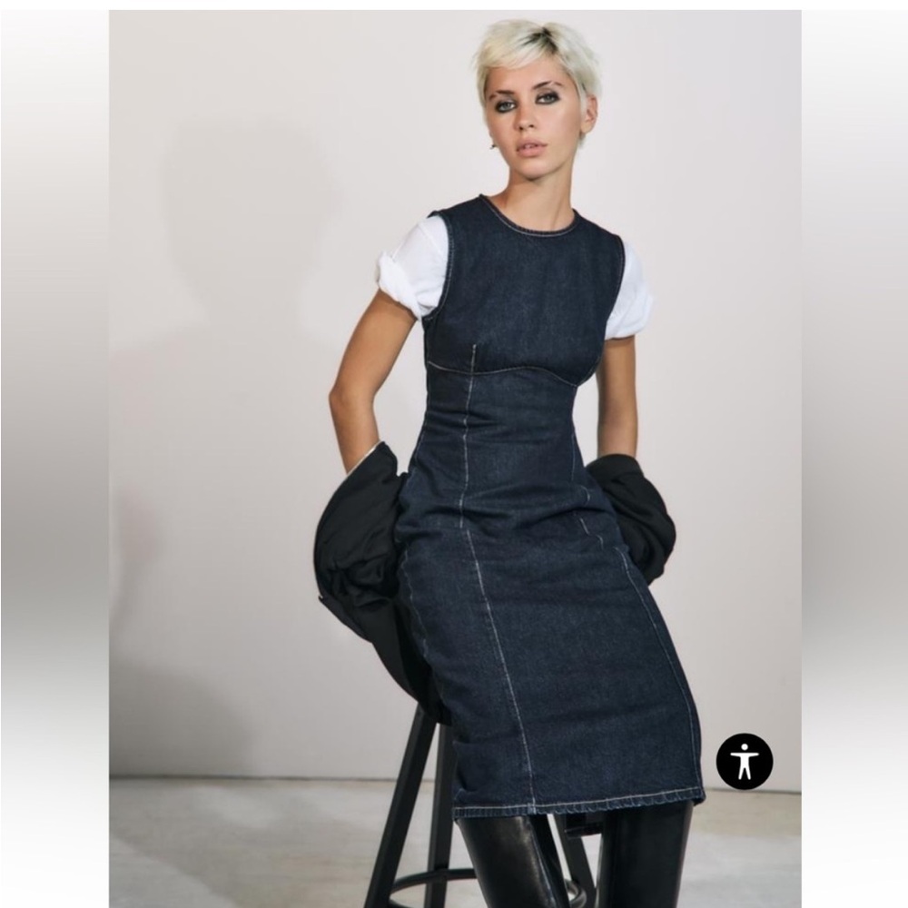 Zara NWT TRF DENIM MIDI DRESS